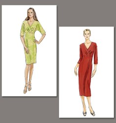 8682 EZ VOGUE FRONT PLEAT EMPIRE V DRESS LENGTHS PATTERN 14-22
